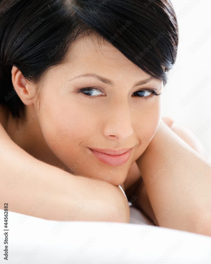 Head shot of a woman, isolated on white Head shot of a woman, isolated on white