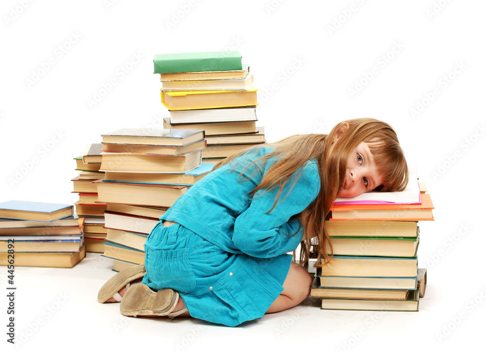 little girl with a books isolated on white little girl with a books isolated on white