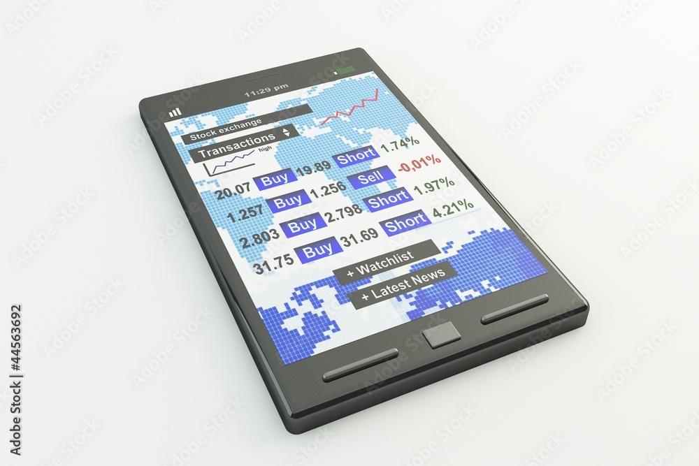stock market application on smartphone stock market application on smartphone