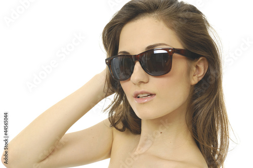 young woman wearing the big modern sunglasses © fancy123