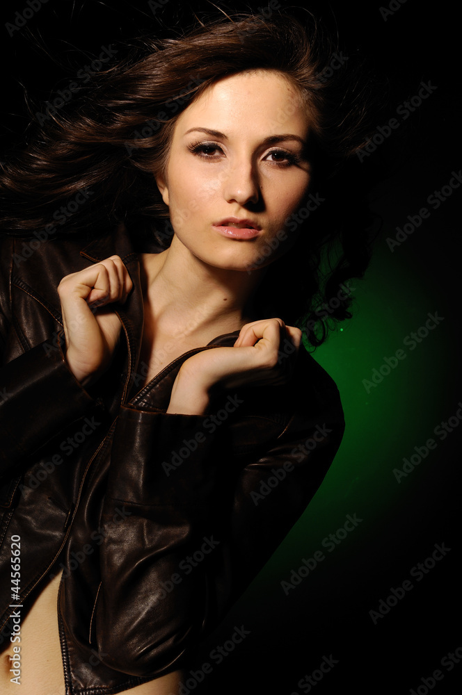 black hair young woman portrait, studio shot black hair young woman portrait, studio shot