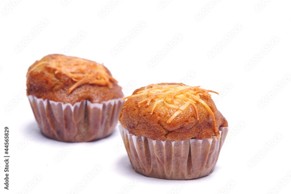 banana cup cake isolated on white background banana cup cake isolated on white background