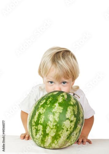 little boy big watermelon