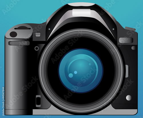 isolated digital photo camera on blue background