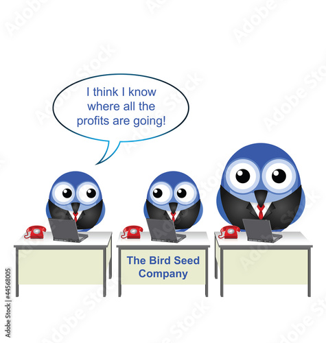 Comical worker eating all the company profits