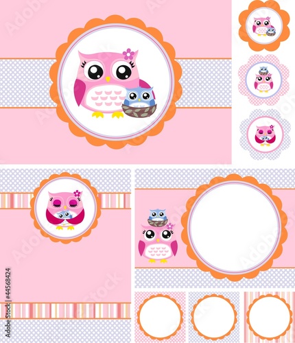 owl baby shower invitation card set #44568424