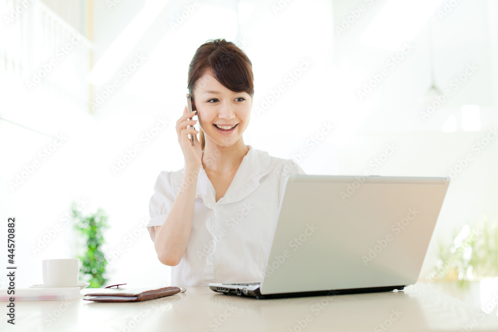 Beautiful business woman using a laptop computer. Portrait of as Beautiful business woman using a laptop computer. Portrait of as