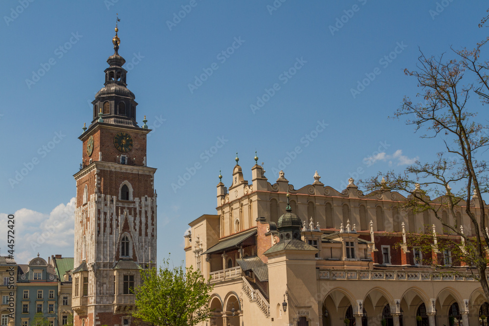 Town hall tower on main square of Krakow