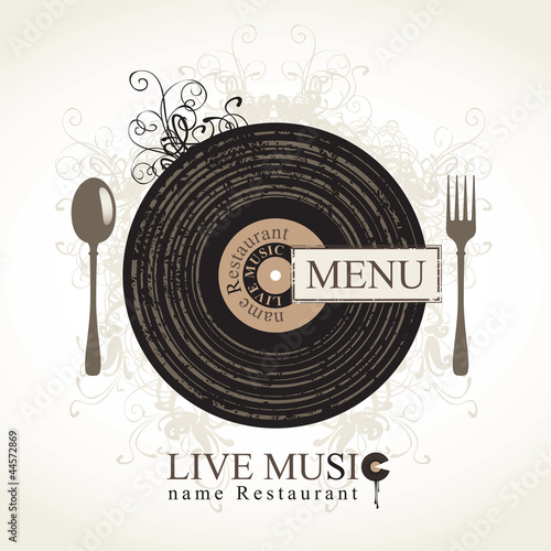 musical cafe menu with cutlery