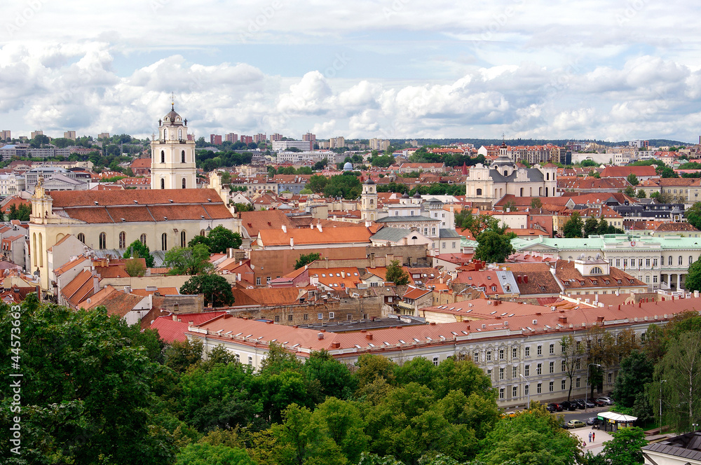 Bird's eye view of Vilnius old town from Gediminas' Tower, Lithu