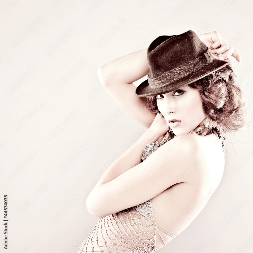 Young brunette lady with luxury accessories Young brunette lady with luxury accessories