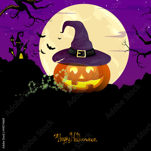 Vector Illustration of a Halloween Background with Pumpkin