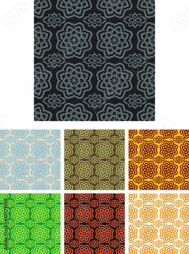 Vector seamless pattern pack with seven colors themes