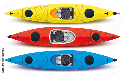 illustration of colored kayaks