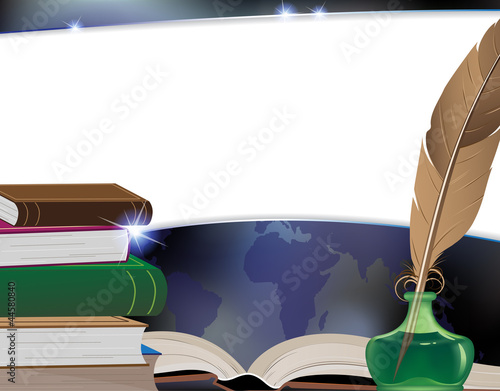 Books and geographical map