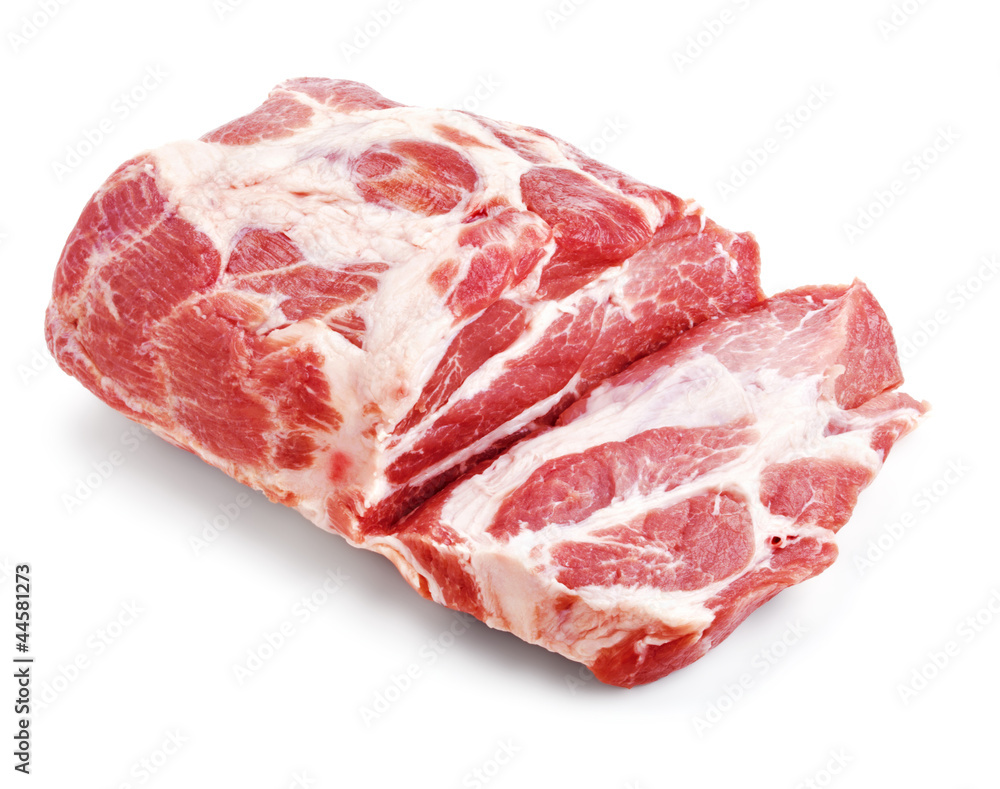 Raw pork meat isoleted on white