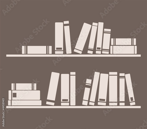 Books on the shelf interior design vintage vector illustration