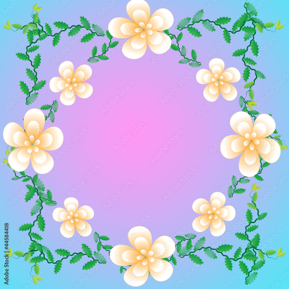 Flower of frame on color background Flower of frame on color background