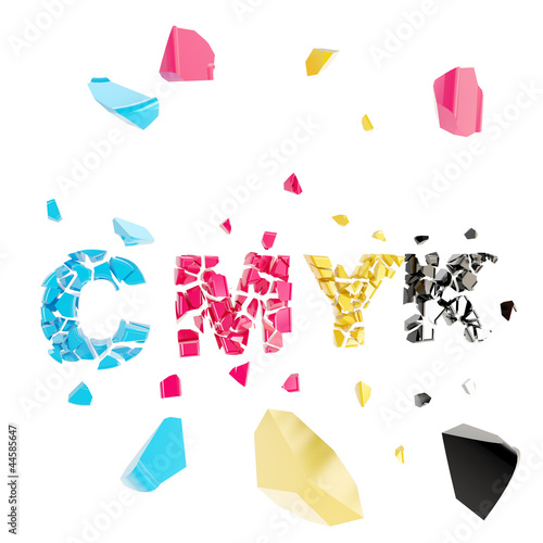 CMYK broken, smashed word e...