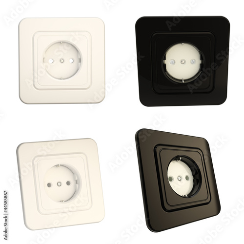 Glossy socket black and white options, set of four