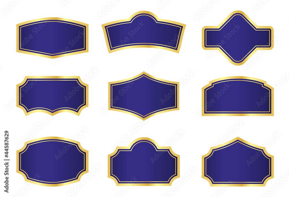 Dark Blue Vine Labels with Gold Frame Dark Blue Vine Labels with Gold Frame