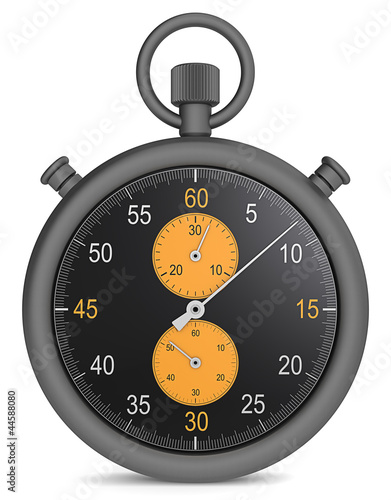 Precision. Abstract Stopwatch in matte black metal and orange.