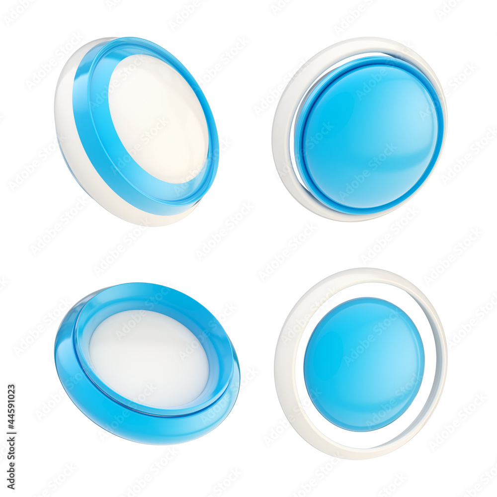 Set of blue template buttons isolated