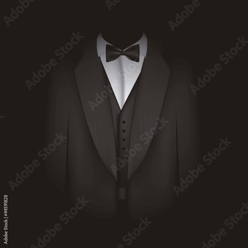 black suit with bow tie