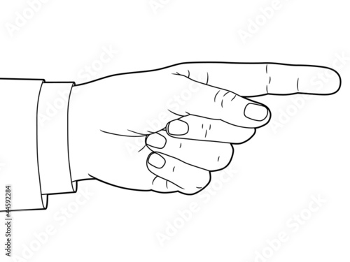 Vector hand sign with pointing finger.