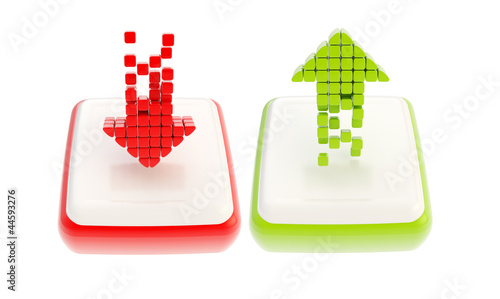 Red down and green up arrow...