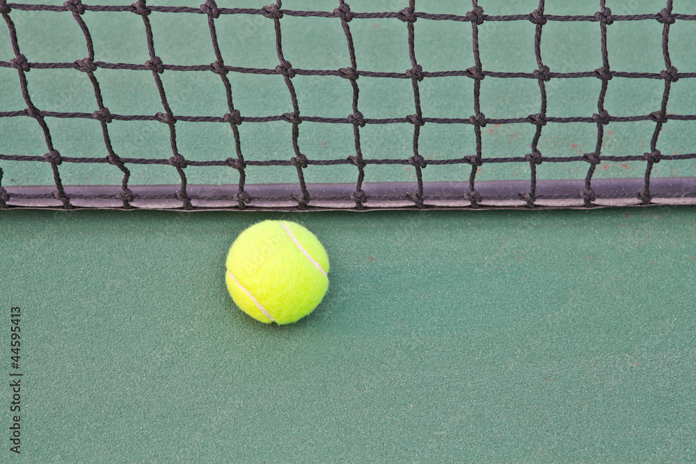 Tennis Court with ball on net