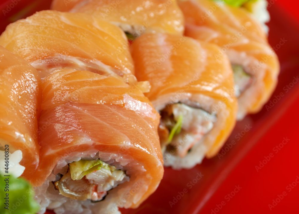 Uramaki. Philadelphia classic. Japanese sushi Uramaki. Philadelphia classic. Japanese sushi