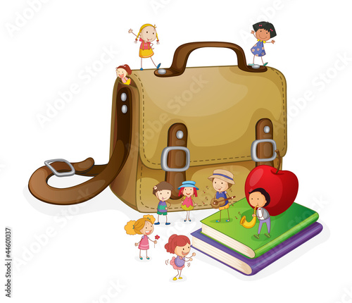 kids and bag