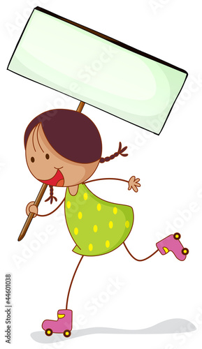 a girl with sign board