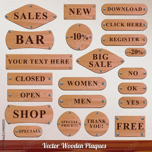 Set vector Wooden plaque