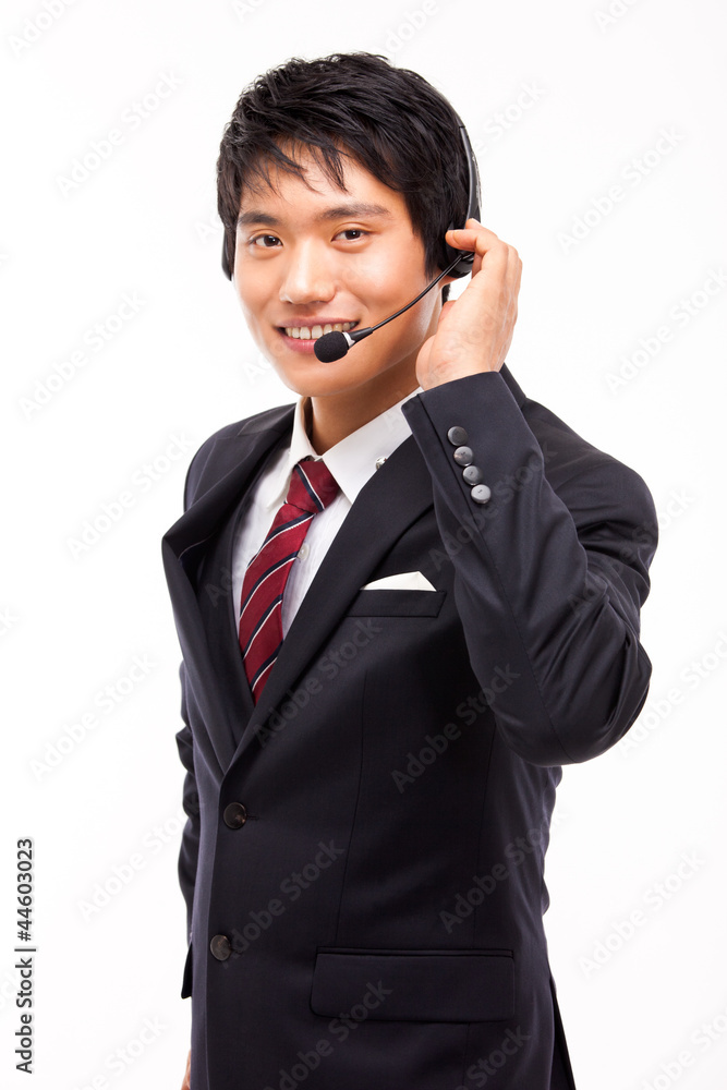 customer support operator man smiling isolated on white customer support operator man smiling isolated on white
