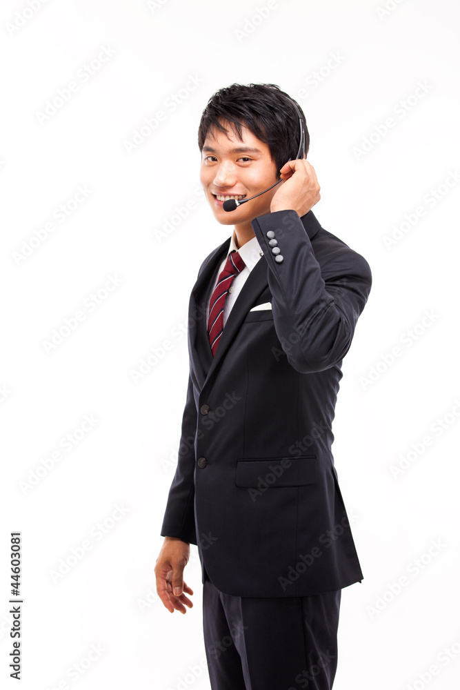 customer support operator man smiling isolated on white customer support operator man smiling isolated on white
