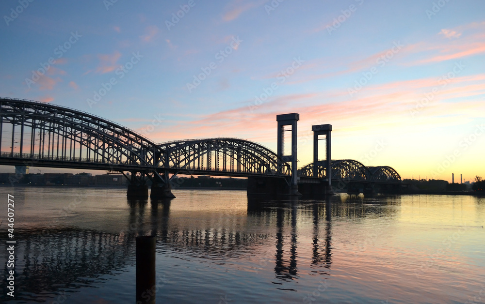 Finland Railway bridge at dawn