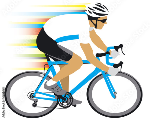 illustration of racing cyclyst on a blue bike