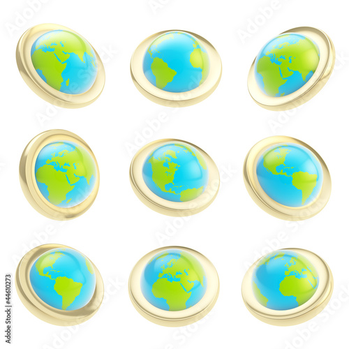 Earth globe emblem tag in n...
