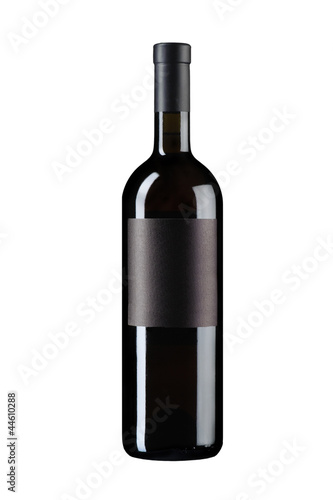 Black wine bottle on white
