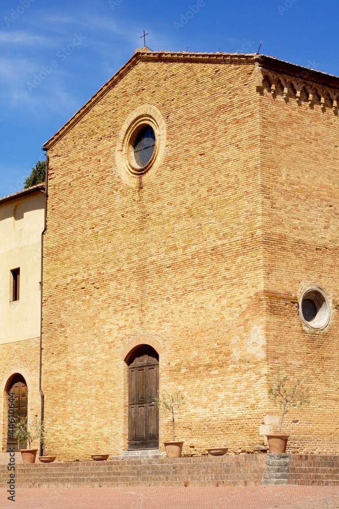 St. Agostino church facade in San Gimignano