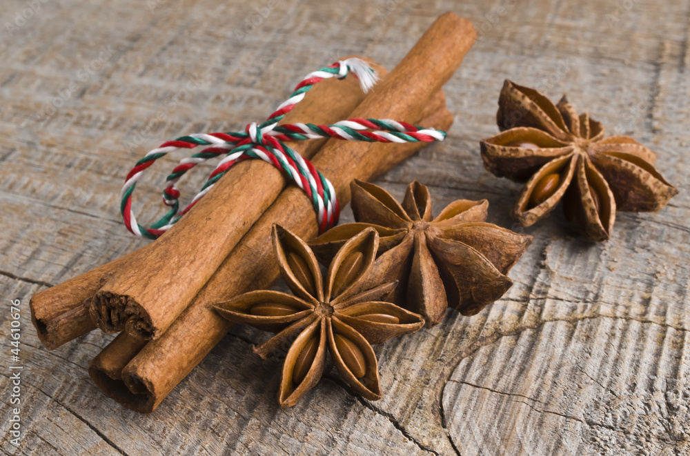 Star anise with cinnamon at christmas time (selective focus) Star anise with cinnamon at christmas time (selective focus)