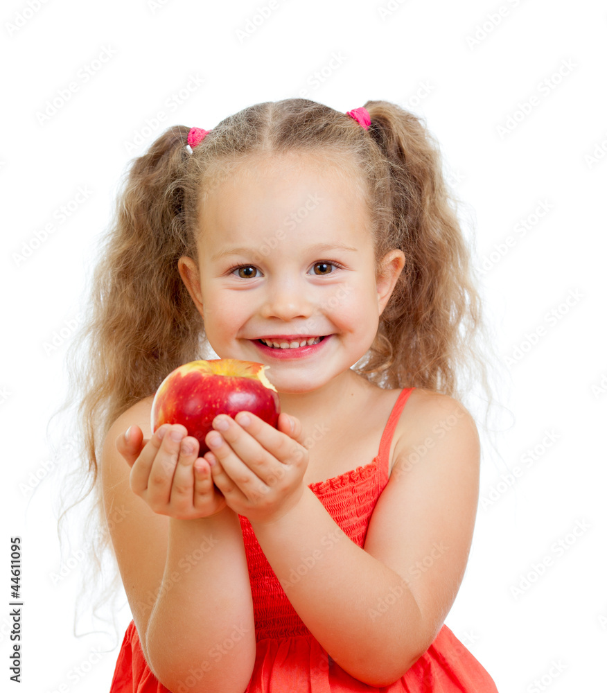 child eating healthy food apples
