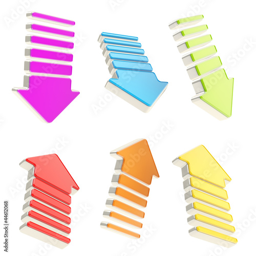 Group of six isolated arrow...