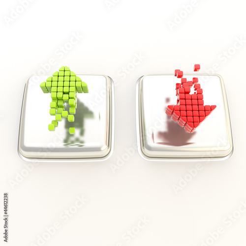 Green up and red arrows ove...