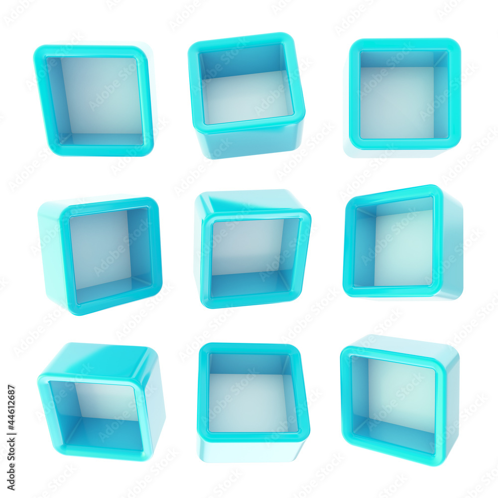 Copyspace cube square shelf boxes isolated Copyspace cube square shelf boxes isolated