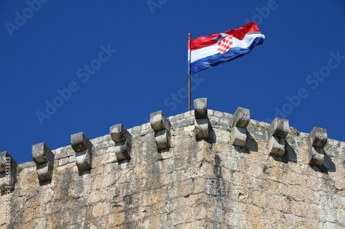 Flag of Croatia in Trogir castle photo