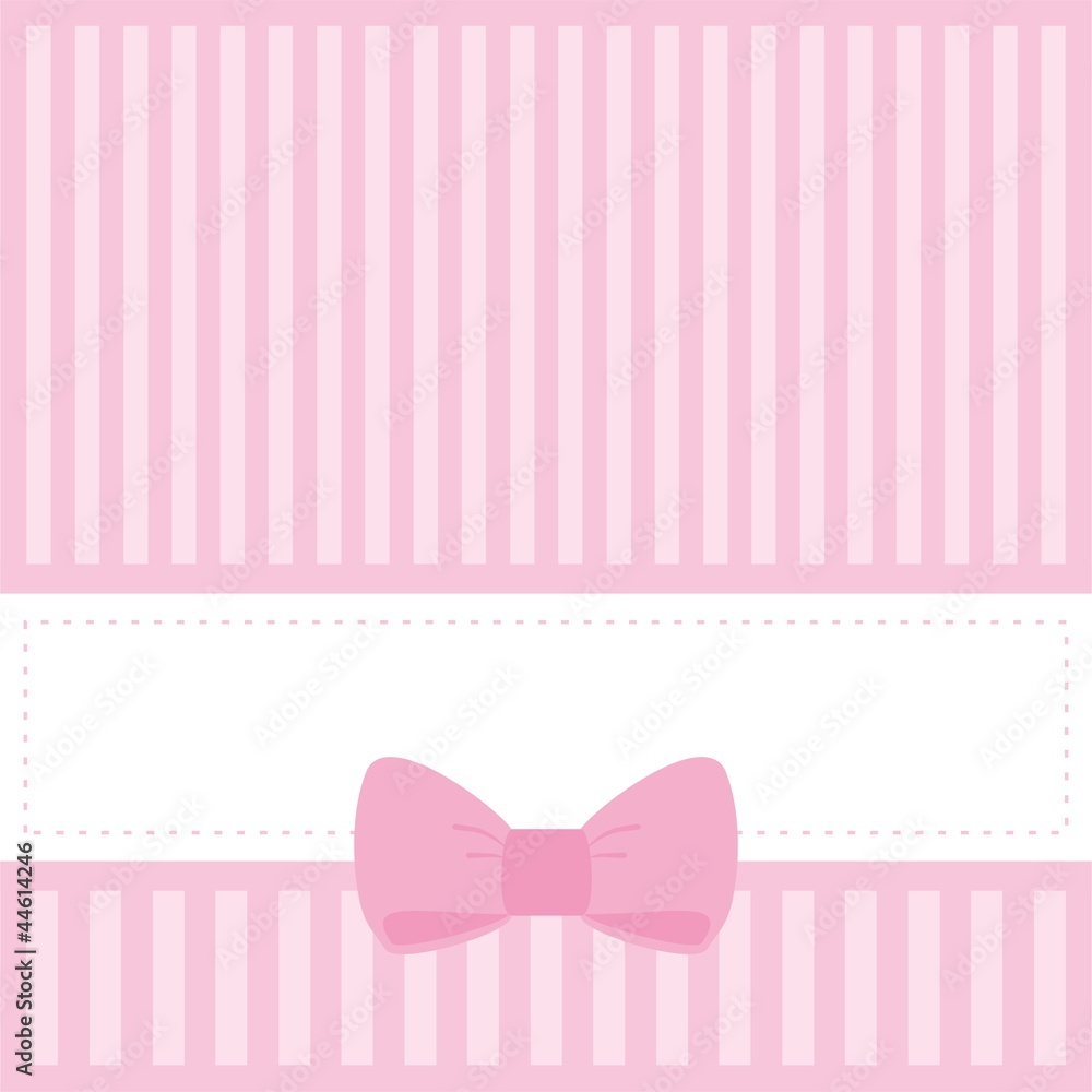 Vector card ori nvitation with sweet pink bow and place for text