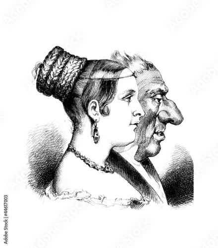 Pair - Caricature - 19th century photo